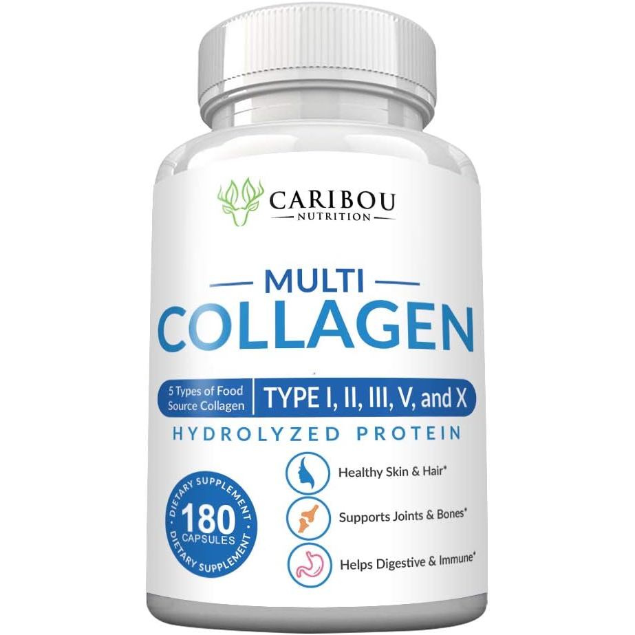 Multi Collagen Pills - 180 Collagen Pills - Type I, II, III, V & X Collagen Capsules - Unique Blend 
