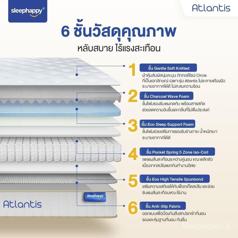 [ โค้ดลดเพิ่มสูงสุด 1500 บาท ] SleepHappy ที่นอนพ็อกเก็ตสปริง ไร้แรงสะเทือน ผสานนวัตกรรมชาโคล ลดกลิ่