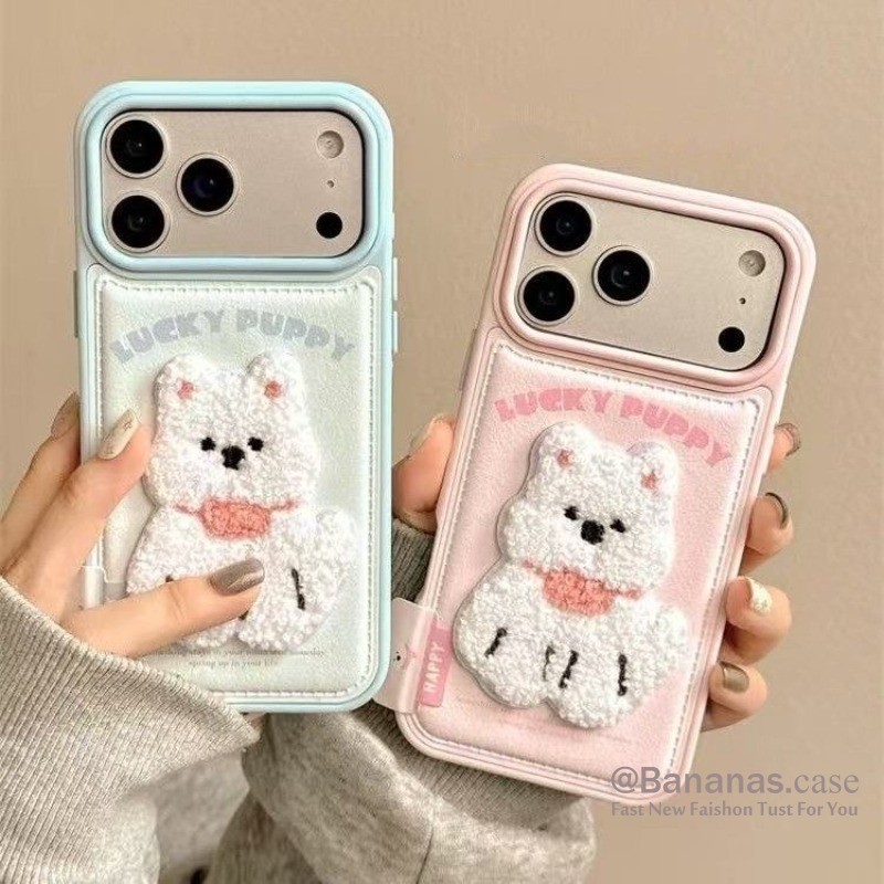 ใช้งานร่วมกับ iPhone 17 16 15 14 13 12 11 Pro Max X Xr Xs Max 7 8 Plus SE2020 เคสโทรศัพท์ 3D DIY การ์ตูนน่ารักตุ๊กตา Bib Puppy หนังนุ่มปกหลัง