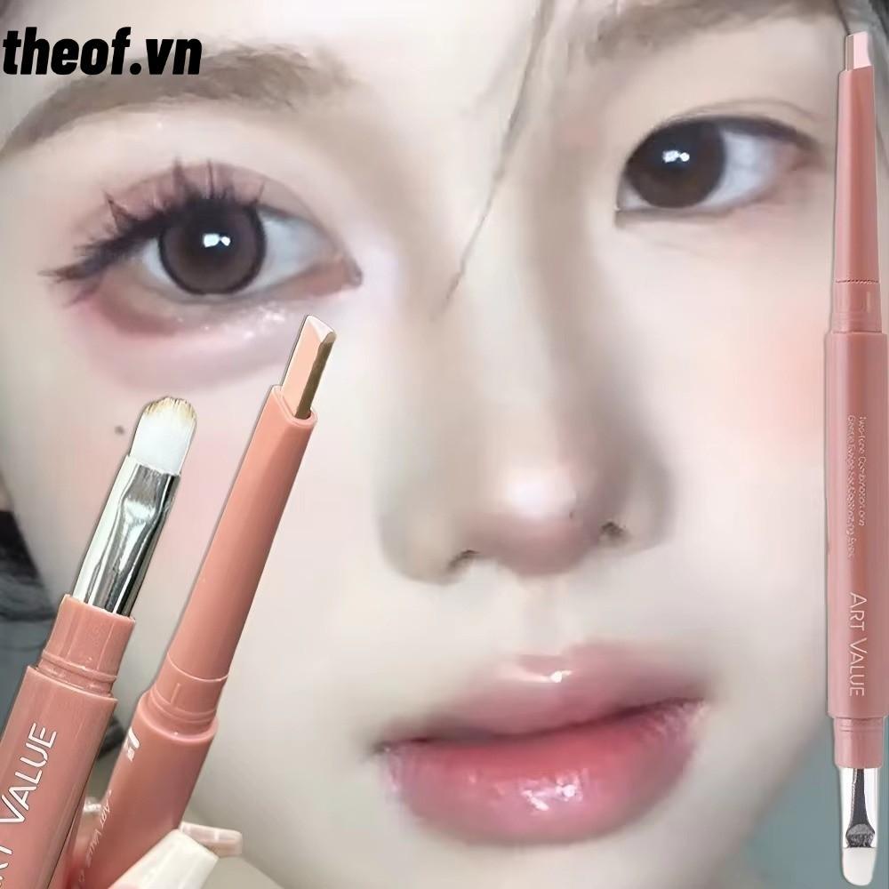 THEOF Sleeping Silkworms Stick, 2 Color-Blocking Ombre Eyeshadow Stick, 2-in-1 Pink Brown Lower Lash