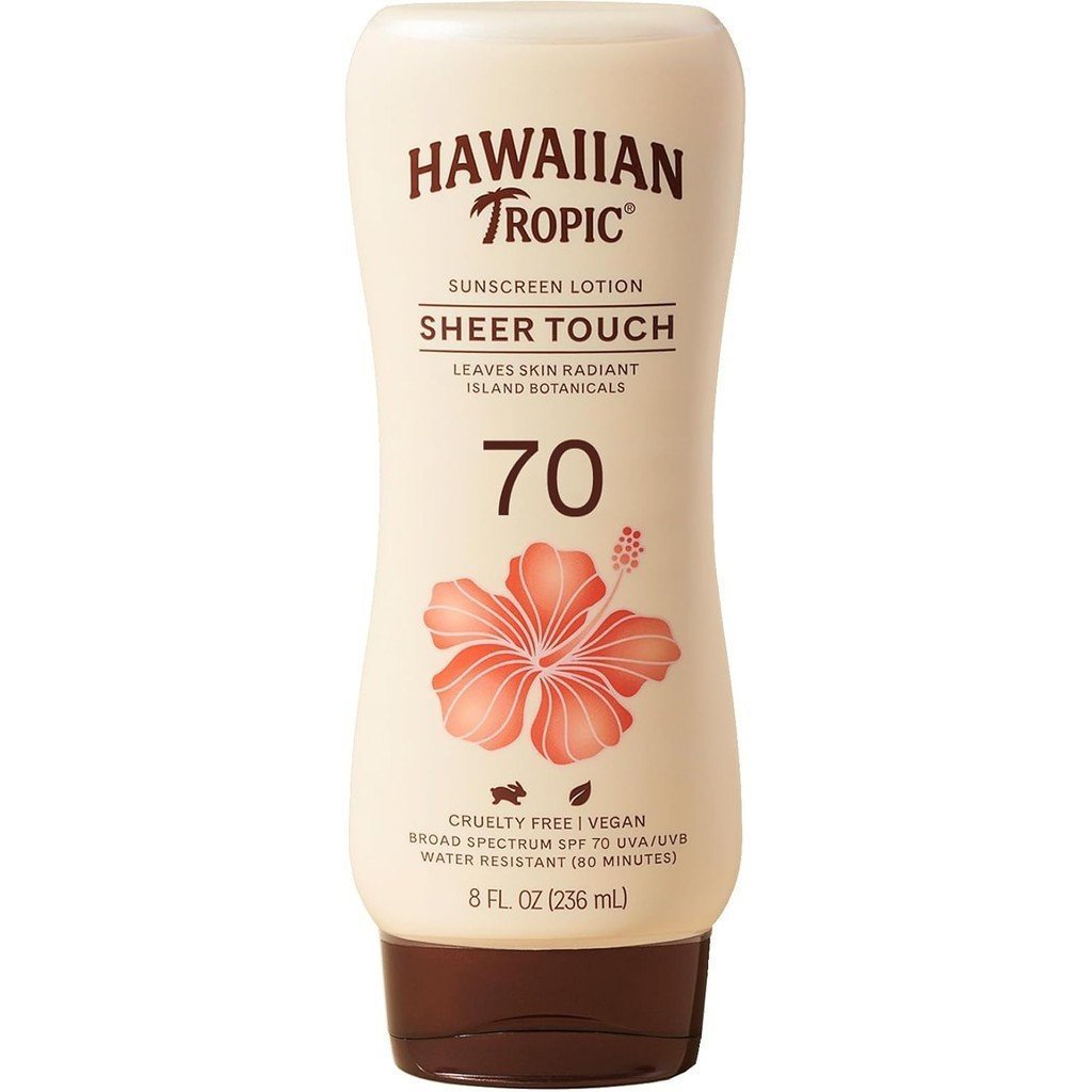 Hawaiian Tropic Sheer Touch Lotion Sunscreen SPF 70, 8oz | Broad Spectrum, Oxybenzone-Free, Sunblock