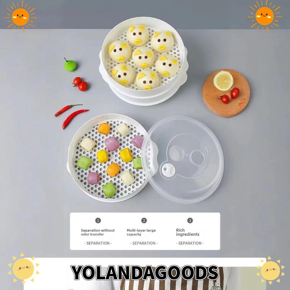 YOLANDAGOODS1 เครื่องทําความร้อนนึ่งซาลาเปา, หม้อนึ่งพลาสติกอุณหภูมิสูงหลายชั้น, ชั้นวางนึ่งความจุขนาดใหญ่ถาดนึ่ง