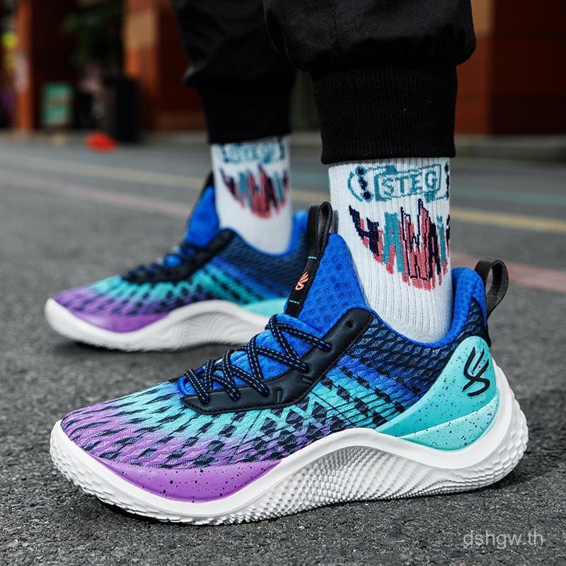 รองเท้าบาสเก็ตบอล Curry10 All-Star สำหรับผู้ชาย ทำจากผ้าใบระบายอากาศดี พร้อมสวมใส่ได้ทั้งในสนามและกา