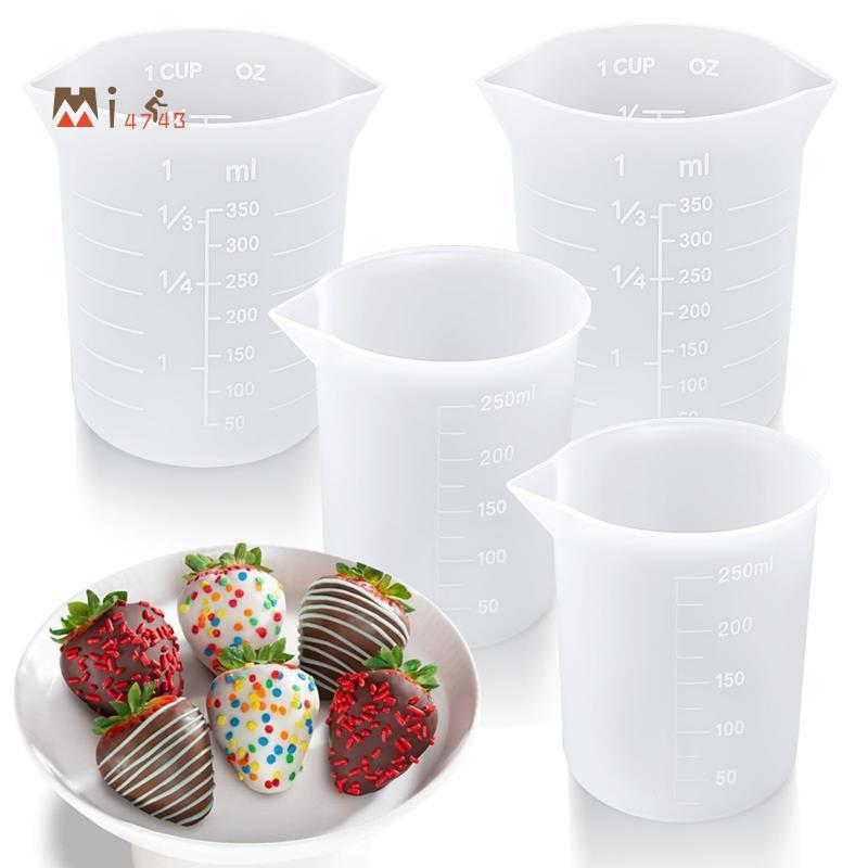 Mi4743 ถ้วยตวงซิลิโคนสําหรับ Melting Chocolate- 4 ชิ้นชุด 250 & 350ml ขนาดความจุสําหรับ DIY ช็อกโกแล