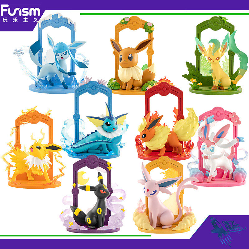[คลังสินค้าพร้อม] Playism Lets Go Eevee Series Mystery Box Pokémon Fairy Ice Sun Eevee Figure Toy Gi