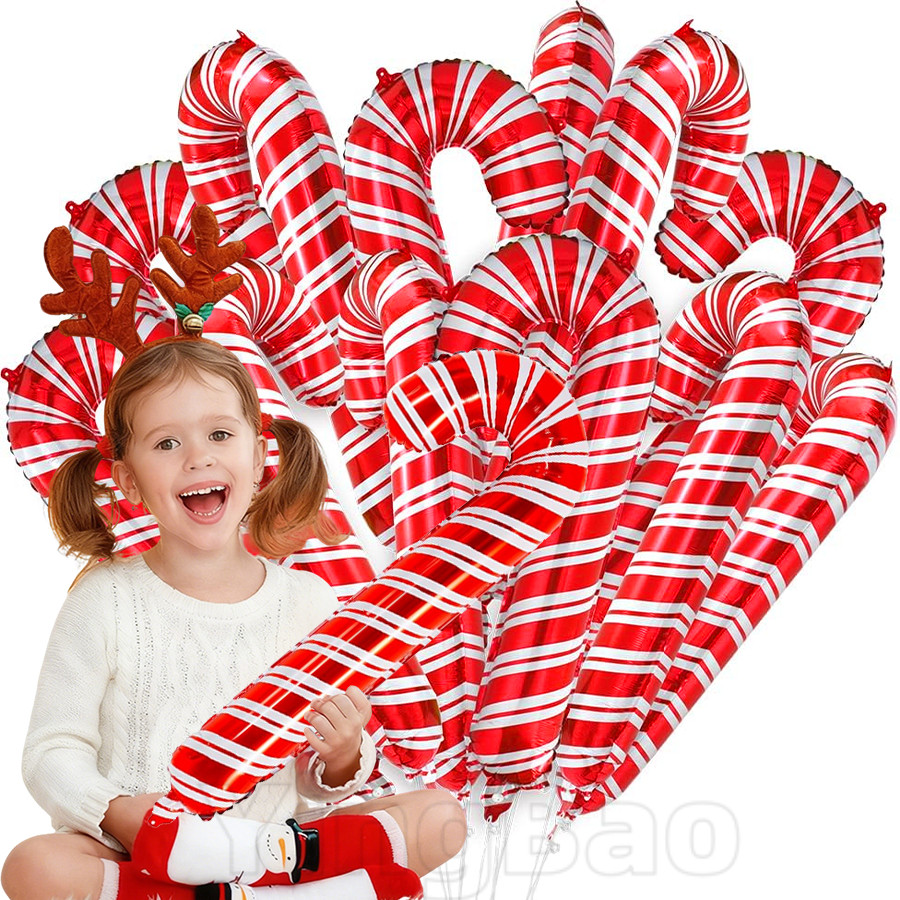 10/5/2pcs 84×39 ซม.คริสต์มาส Candy Cane ฟอยล์บอลลูน Santa Claus บอลลูนคริสต์มาสปีใหม่ตกแต่ง Xmas Home Decor