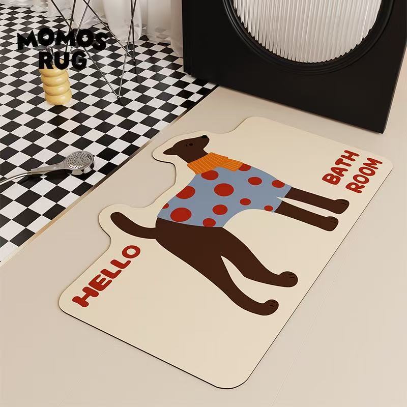 40×60CM เสื่อห้องน้ำ ปูพื้นลายการ์ตูน กันลื่น แบบแห้งเร็ว ดูดซับน้ำ วัสดุโคลนทรายซิลิกา - รูปที่ 5