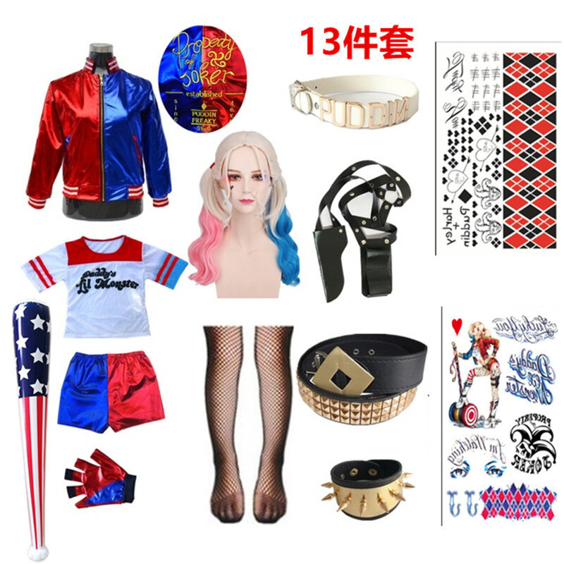 ชุดการแสดงฮาโลวีนชุดเต็มชุด Harley Quinn เด็ก Harley Quinn เครื่องแต่งกาย
