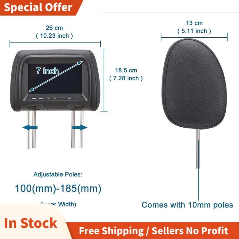 Universal 7Inches Car Headrest Monitor Screen สําหรับ AV USB SD MP4 MP5 FM Beige