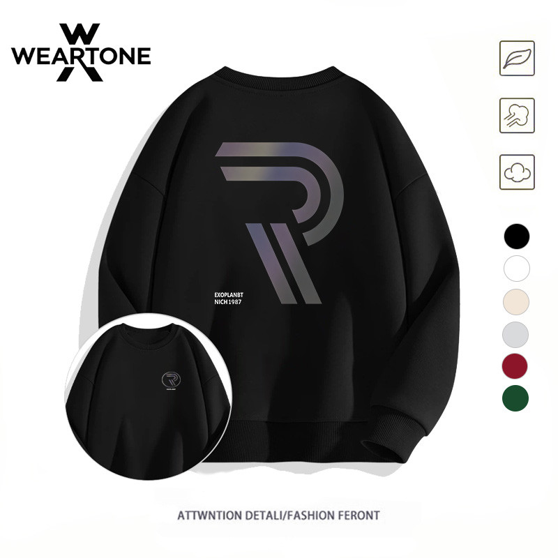 WEARTONE🌟 แขนยาว คอกลม ทรงหลวม สตรีทแฟชั่น ผ้าสำลีอย่างดี ใส่ได้ทั้งผู้ชายและผู้หญิง ชาย "EXOPLANET"