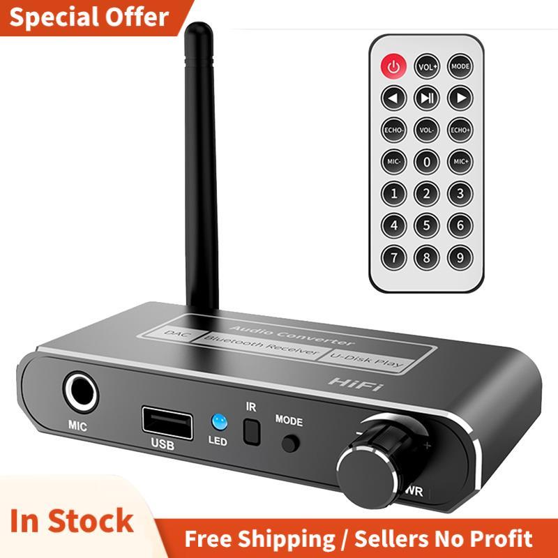 Wireless HIFI Converter 5.2 ตัวรับสัญญาณเสียง Coaxial ถึง R/L อะแดปเตอร์ Aux 3.5 มม.พร้อม U Disk Pla