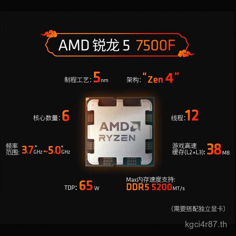 AMD Sharp Dragon R5 7500F Scatter CPU6 Core 12 สายไฟเหมาะสําหรับ B650/A620 เมนบอร์ดหก Core