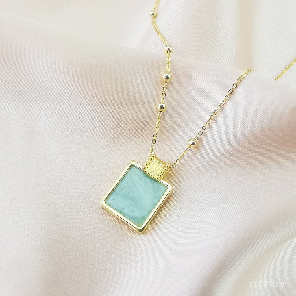 สร้อยคอมีดีไซน์แบบยุโรปและอเมริกา ทำจากทองแดงชุบทองแท้คุณภาพเยี่ยม ขนาด 18K พร้อมลายเซอร์วานทรงเหลี่