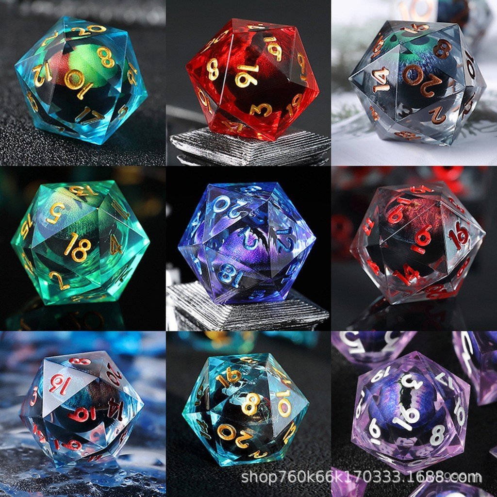 คอสเพลย์ยาวเรซิ่น Rollable Eyeball DND Polyhedron ลูกเต๋า RPG Dungeon และชุดลูกเต๋ามังกร SFWU