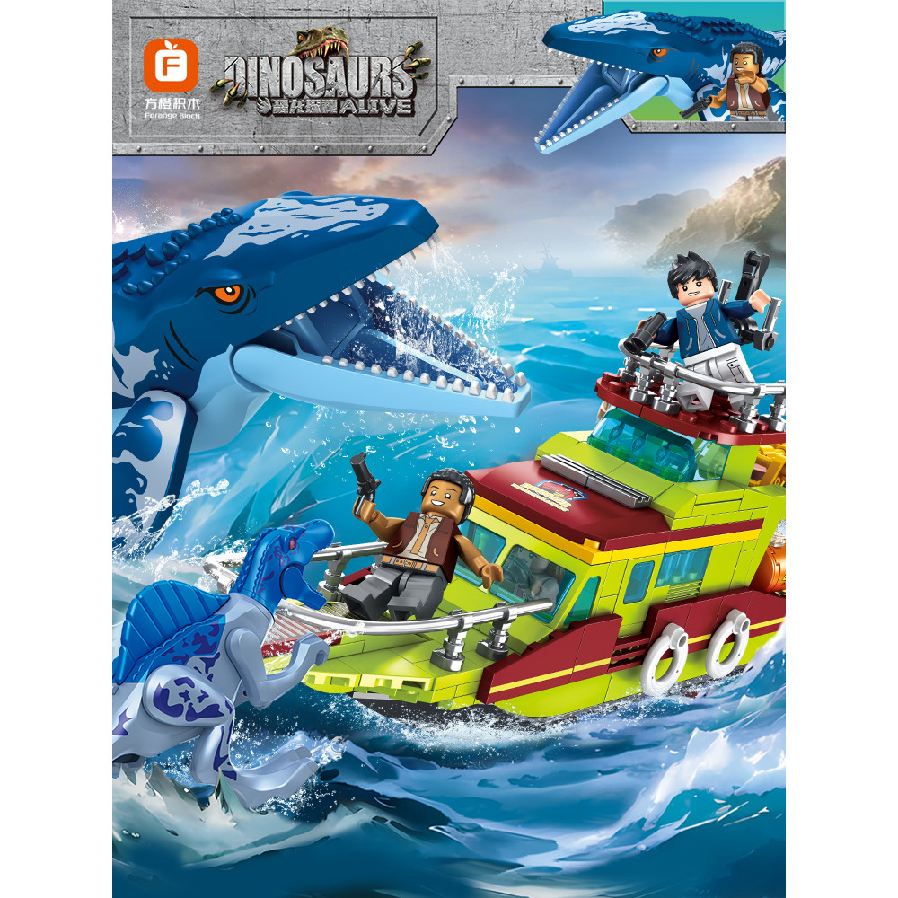 Mosasaurus Jurassic Mecha ไดโนเสาร์ Deep Sea Escape ประกอบอาคารบล็อกของเล่น Tyrannosaurus อนุภาคขนาดเล็กเหมาะสําหรับ