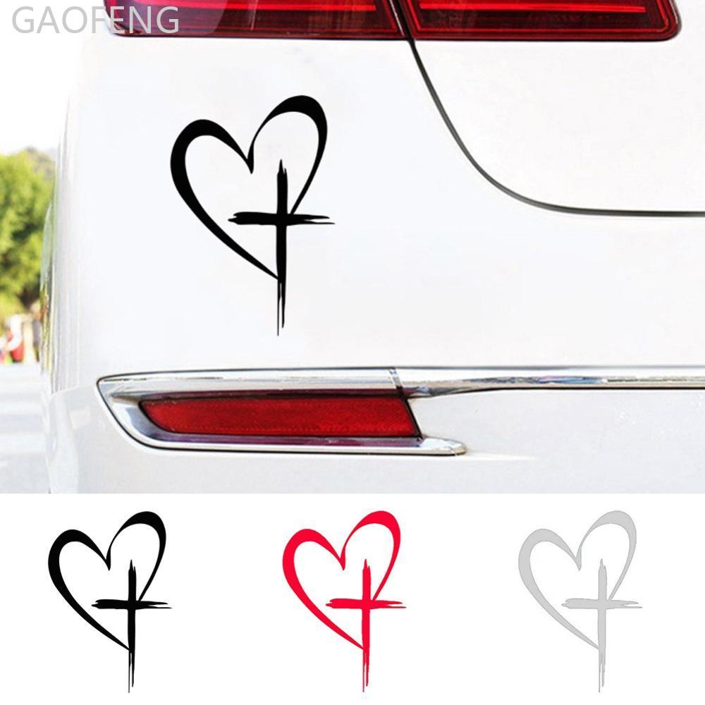 GAOFENG รถ Reflection สติกเกอร์หัวใจ Cross Design กันน้ําที่ถอดออกได้ Decal สําหรับหน้าต่างด้านหลังแ