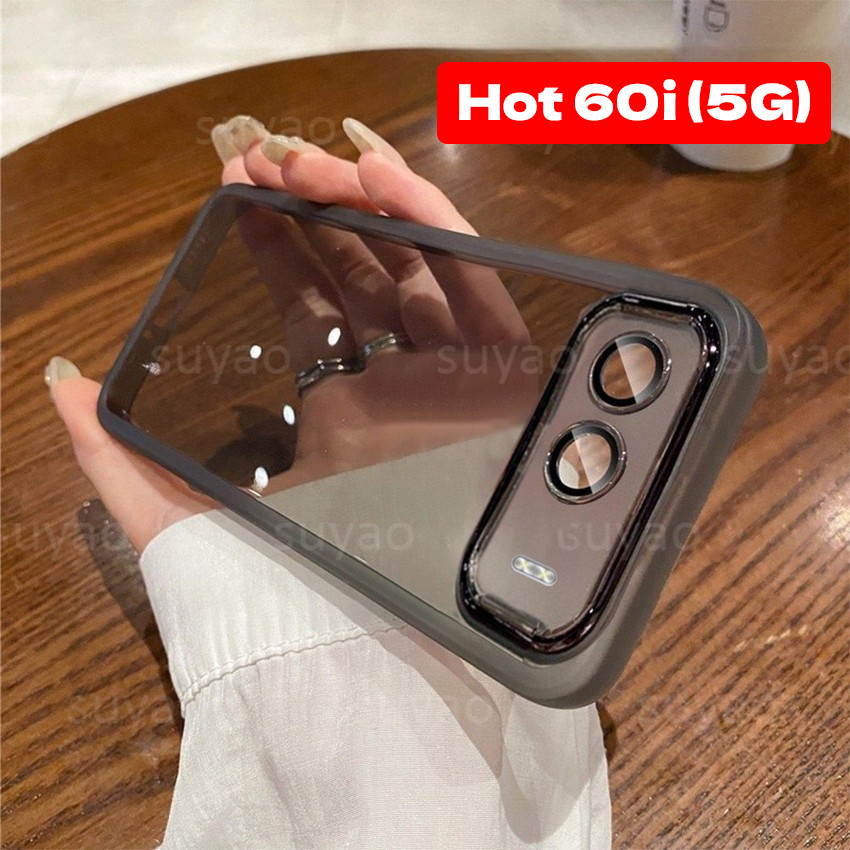 สําหรับ infinix Hot 60i 5G 2025 เคสโทรศัพท์ Square Casing Hot60i infinixHot60i Clear Soft Couple Shell กันกระแทก TPU ชุบโปร่งใสแฟชั่นปกหลัง