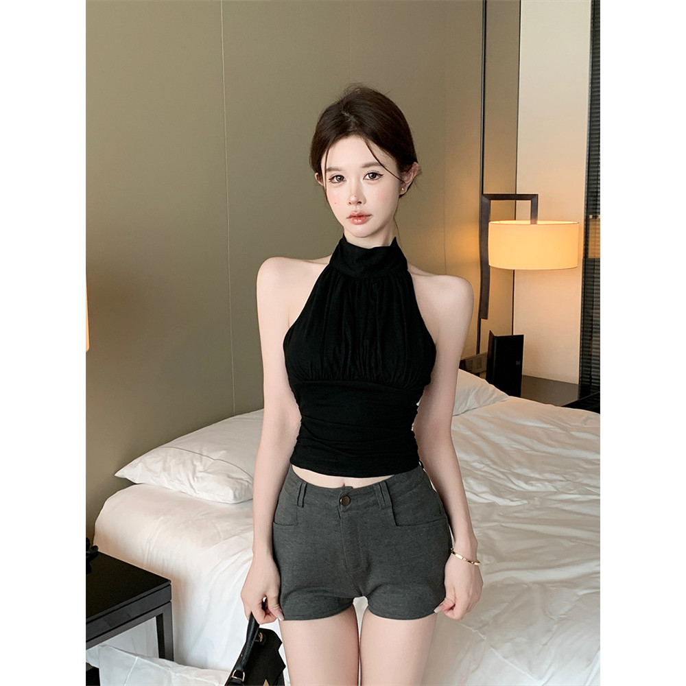 Vogue🌟พร้อมส่ง🌟 เสื้อคล้องคอ เสริมฟองน้ำในตัว เรียบหรูดูแพง ยืดพอตัว (FY992) รูปที่ 7