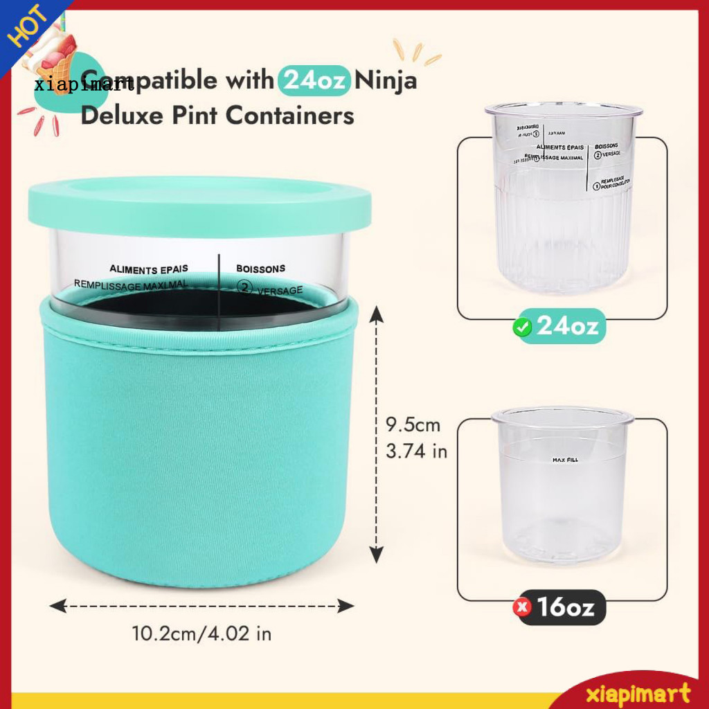 {xiapimart} ถ้วยสําหรับ Ninja Nc501 Pints ไอศกรีม Pint Sleeve 4pcs Ninja Nc501 Pints ไอศกรีมถ้วยแขนน
