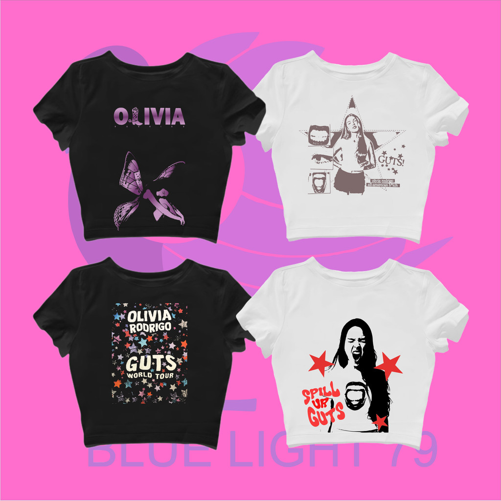 CROP TOP OLIVIA RODRIGO ALBUM GUTS | เสื้อยืดเบบี้ | CROP TEE OLIVIA RODRIGO WORLD TOUR | GRUNGE GRU