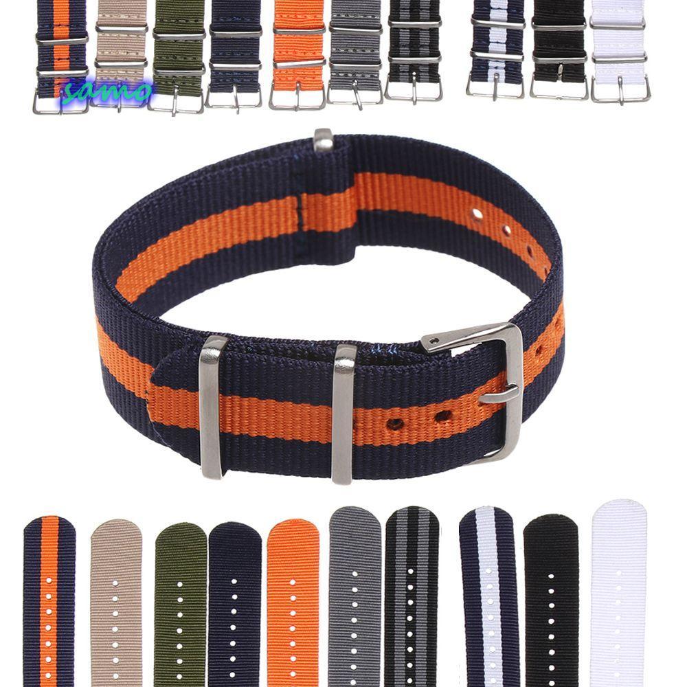 SAMO 18 20 22 มม.สร้อยข้อมือสานไนลอนแฟชั่นผู้หญิง Man ทนทาน Loop Watchband