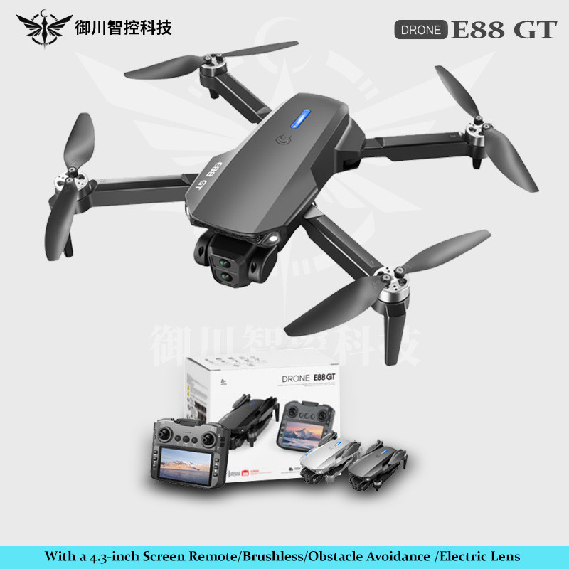 E88 GT Drone พร้อมการควบคุมหน้าจอการถ่ายภาพทางอากาศความละเอียดสูง Quad-Axis รีโมทคอนโทรลเครื่องบินคว