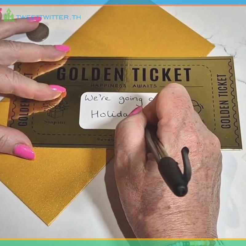 Tweet 1 ชุด Deluxe Golden Ticket Surprise Scratch Off Card Christmas Surprise เปิดเผยการ์ด Scratch O