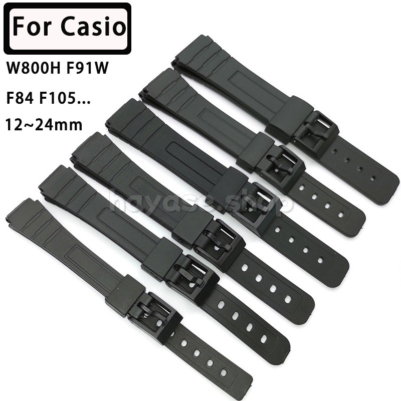 สําหรับ Casio F91W F84 F105/108 A158/168 W800H SGW400 AE1200/1300 series 12/14/16/125 มม.ซิลิโคน Watchband กันน้ํากีฬานาฬิกาสร้อยข้อมือผู้ชายผู้หญิงดําน้ํานาฬิกา