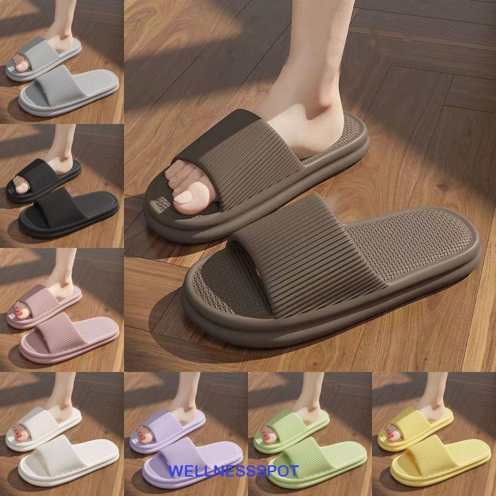 WELLNESSSPOT รองเท้าแตะแพลตฟอร์มหนา, รองเท้าชายหาดพื้นนุ่มคู่กันลื่น Flip Flops, ความเรียบง่ายสบายๆแฟชั่นรองเท้าแตะสไลด์รองเท้าบ้านห้องน้ํา