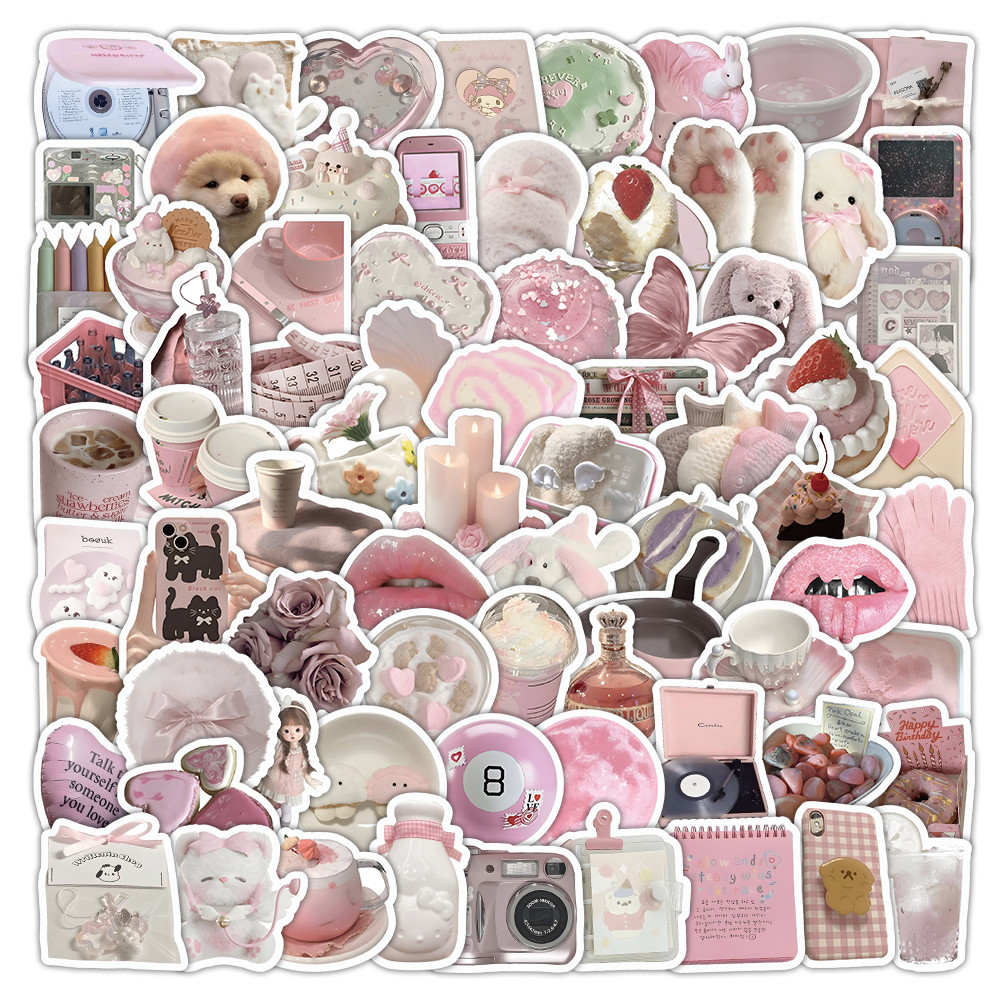 103 ชิ้น Pastel Pink Coquette Aesthetic สติกเกอร์ - สติ๊กเกอร์กันน้ําสําหรับวารสาร, เคสโทรศัพท์และขวดน้ํา