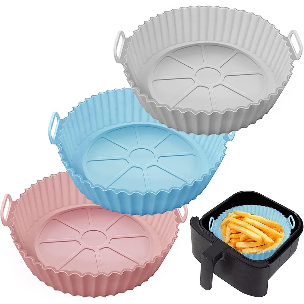 UOUYOO Air Fryer หม้อซิลิโคน,3 แพ็ค Air Fryer ซิลิโคน Liners เหมาะกับ 3QT - 5QT Air Fryer,Reusable เ