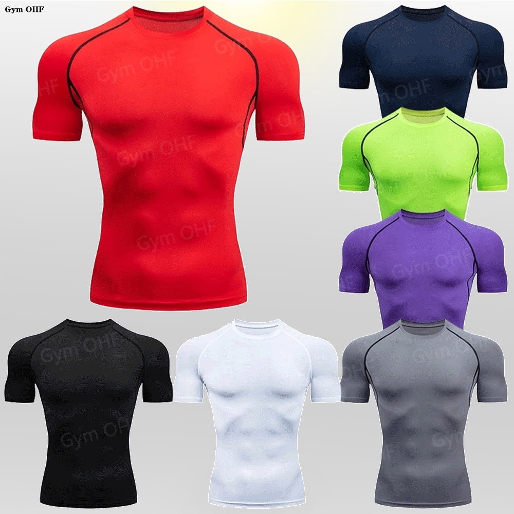 JA3 Quick Dry Men Running Compression T Shirt Gym Fitness Tops แขนสั้น