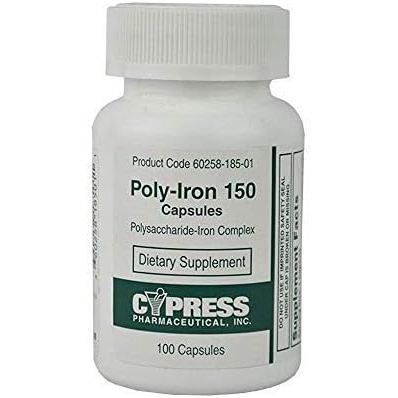 Poly-Iron 150 แคปซูลเปรียบเทียบกับ Niferex 150, 100 ea