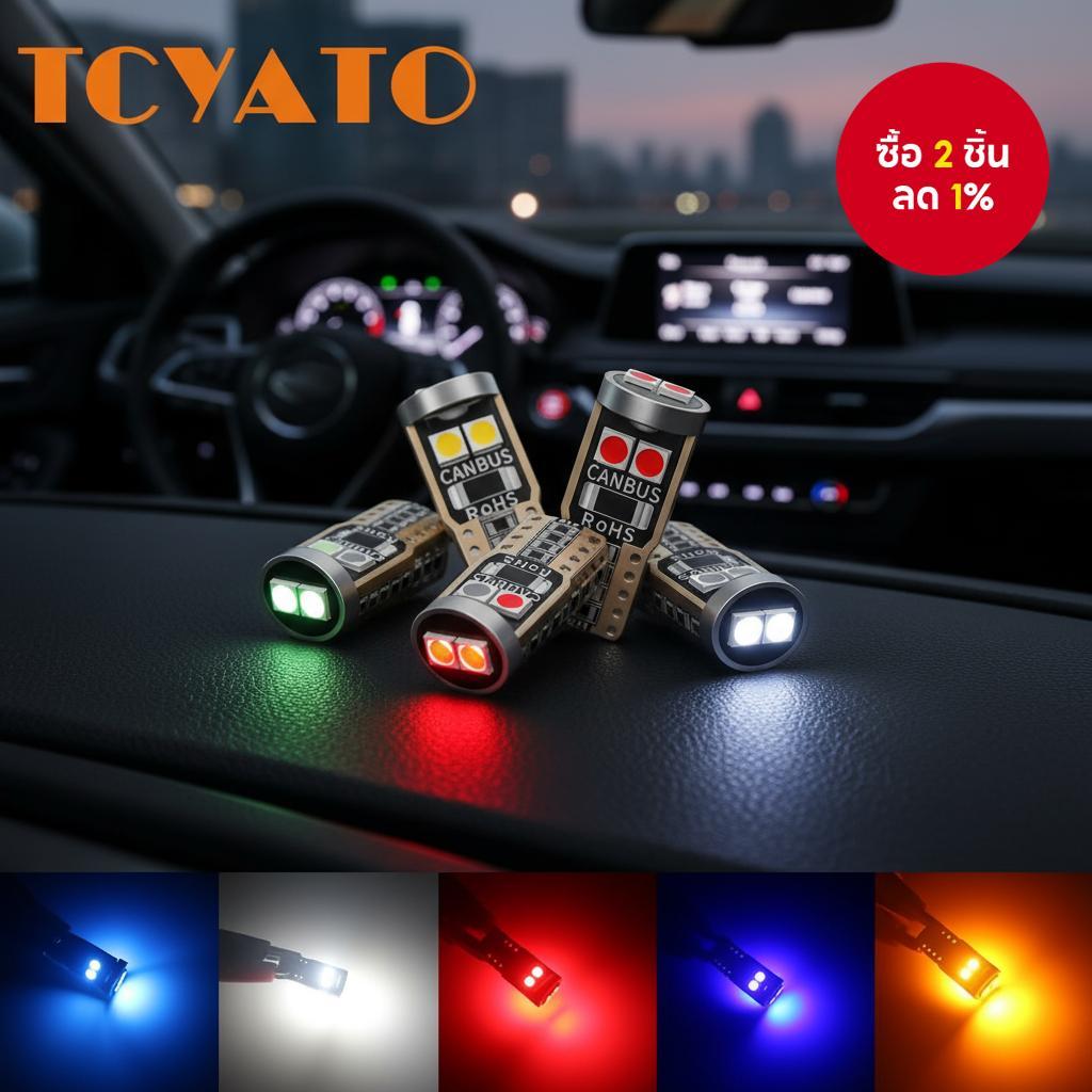 หลอดไฟ LED TCYATO ชุด 10 ชิ้น 12V 6000K T10W 5W 194 501 6 SMD 3030 สําหรับรถยนต์