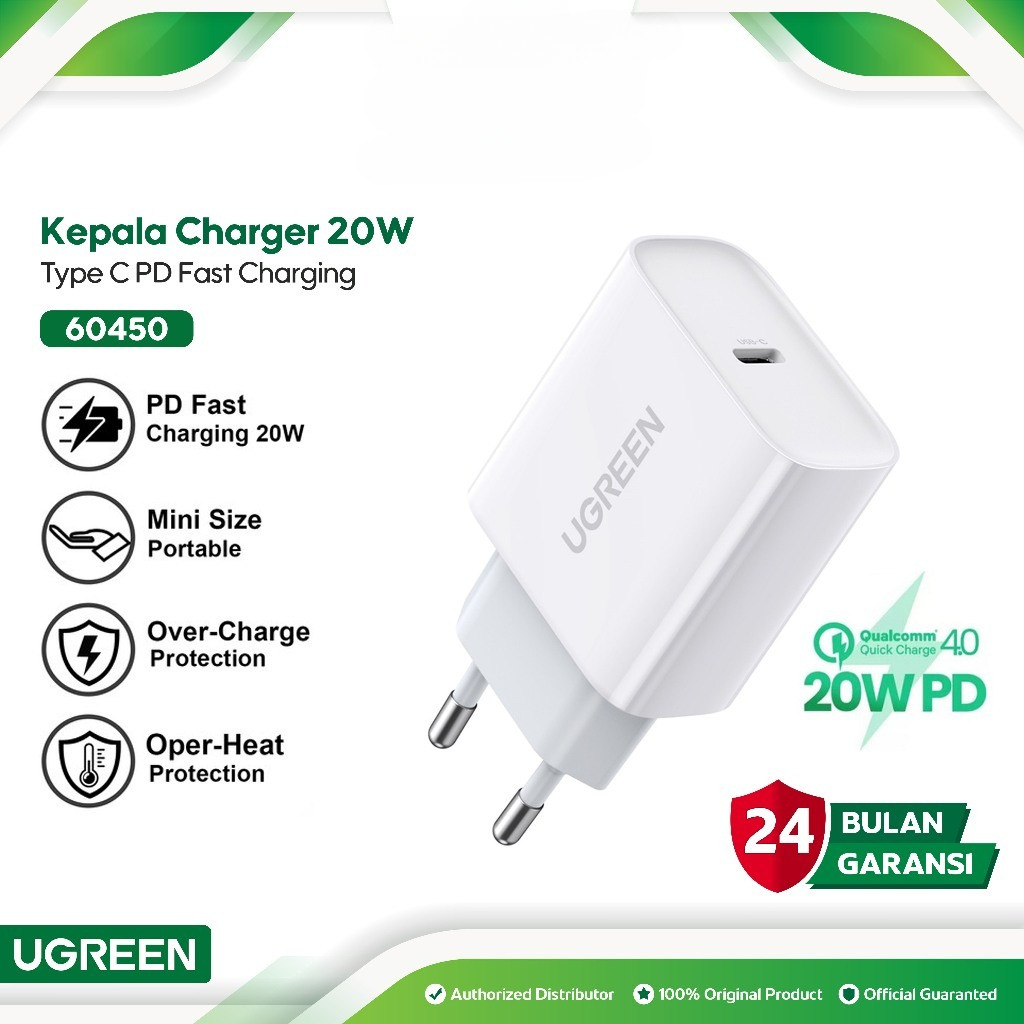 [POA] UGREEN Power Delivery Type C หัวชาร์จเร็ว 20 วัตต์ 60450