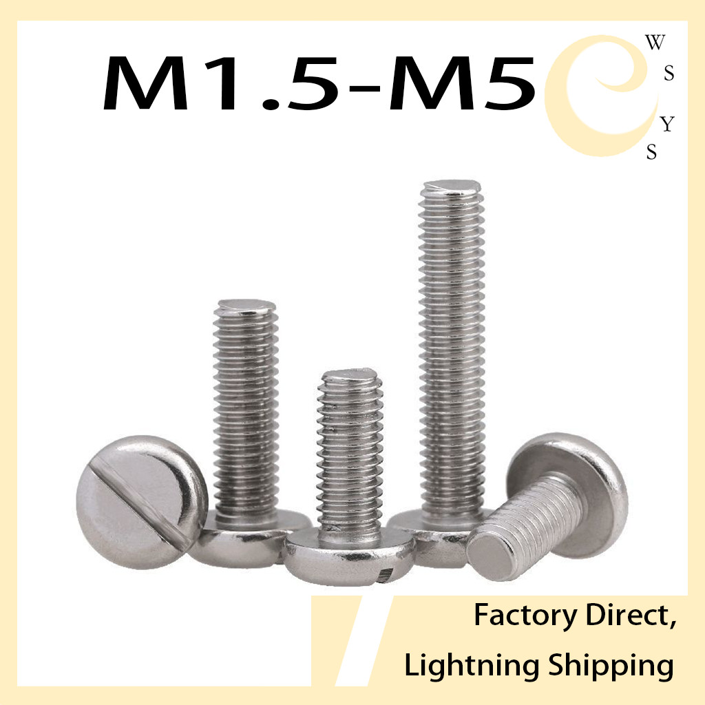 304 สแตนเลส one-slot สกรูหัวทรงกระบอก GB65 สกรู slotted หัวกลม bolt M1.6-M5 * L3-60 มม.WSYS-MB-YY
