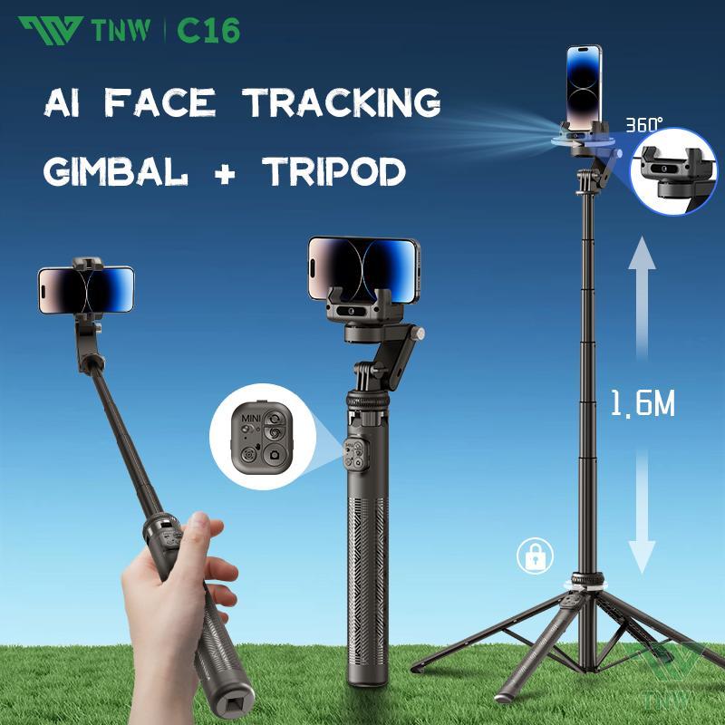 TNW C16 การติดตามใบหน้าขาตั้งกล้องมัลติฟังก์ชั่น Ai Follow-up Selfie Stick Gimbal Stabilizer สําหรับ