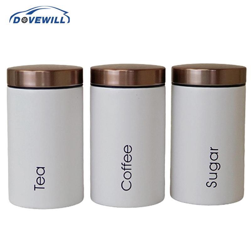 [Dovewill] 3 ชิ้นเหล็กชุบสังกะสีชาน้ําตาลกาแฟกระป๋องเก็บถั่วแห้ง 8.9x15.5 ซม. - รูปที่ 3