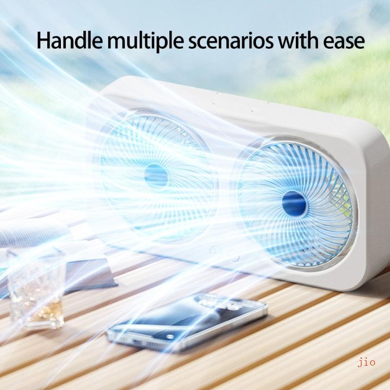 Jio พัดลมตั้งโต๊ะพัดลมทํางานเงียบพัดลมการไหลของอากาศแบบพกพาสําหรับพื้นที่ในร่มกลางแจ้ง