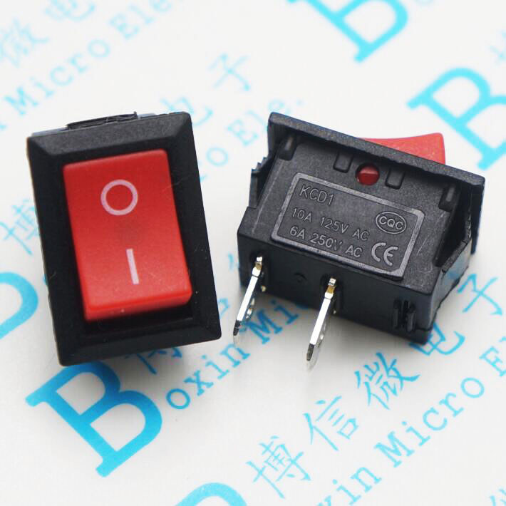 15 * 21 มม.ทองแดงฟุตหัวสีแดง KCD1-101 สีแดง 6A/250V 10A/125V สวิตช์โยก