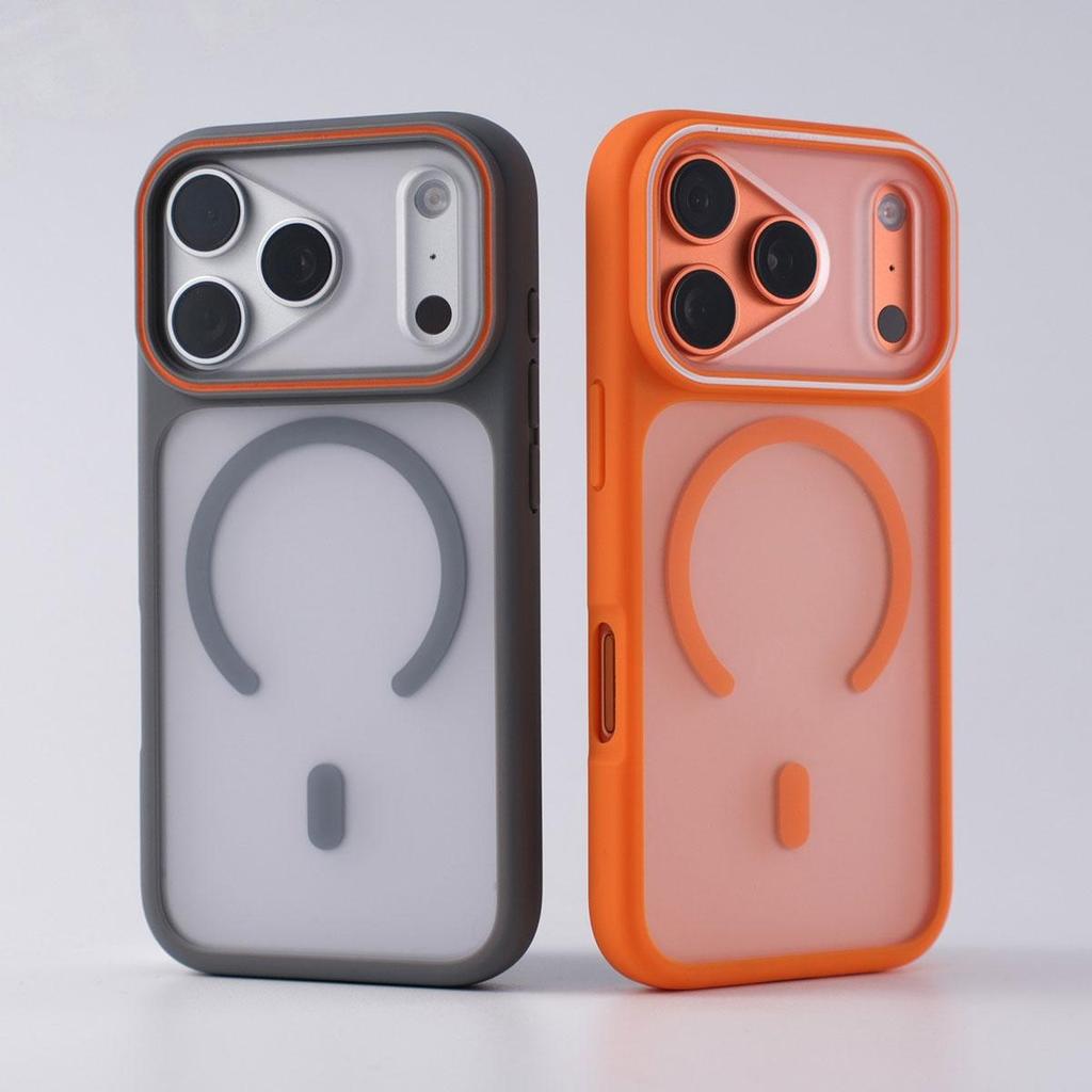 Cosmic สีส้มผิว-feel Frosted Magnetic กรณีเลนส์สําหรับ iPhone 13 14 15 16 17 Pro Max กรณี 14/15/16 PLUS ล้อมรอบ Anti-fall กันกระแทกปกหลัง – โปรปัง