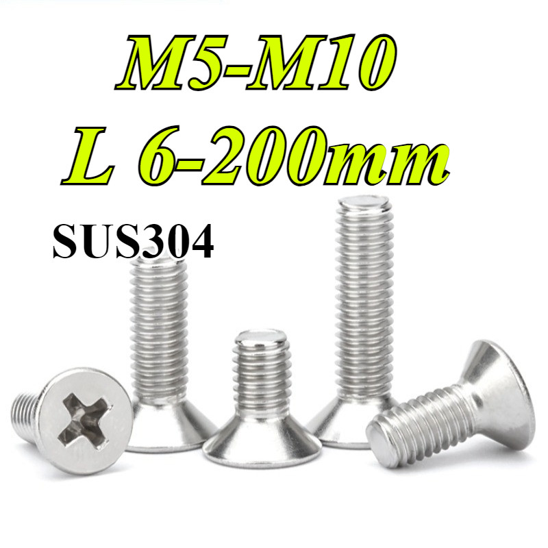 304 สกรูหัวจมสแตนเลส,โบลต์หัวแบน,ลวดเครื่องอิเล็กทรอนิกส์สกรูขนาดเล็ก M5/M6/M8/M10MHJ-MB