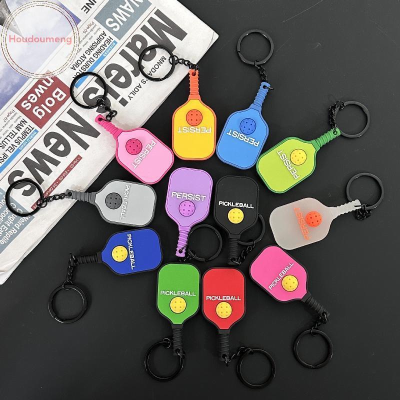 Houdoumeng Creative Pickleball Racket พวงกุญแจโลหะสีสัน Hollow Golf Ball พวงกุญแจ Dink Ball แฟน Party ของขวัญกระเป๋าจี้ TH