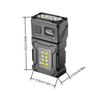 ไฟฉาย LED กำลังสูง ชาร์จไฟผ่าน USB จอแสดงผลพลังงานแบบดิจิตอล พาวเวอร์แบงค์ฉุกเฉิน แม่เหล็กอเนกประสงค์