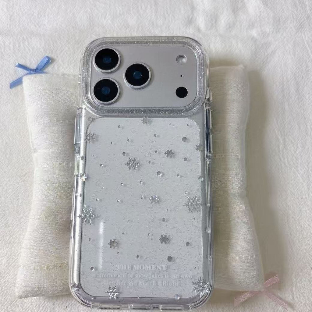 Bling GlitterปลอกใสสําหรับiPhone 17 Air 16 15 14 Plus 13 12 11 Pro Max Sliver Snowflake Soft Case Cover | เอสเอฟเค