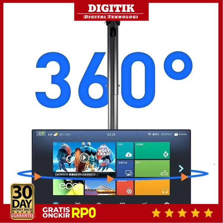 DIGITIK - DN Bracket TV 360 ไม้แขวนเสื้อแบบหมุนได้ VESA 200 x 200 สําหรับทีวี 32-65 นิ้ว - DN06