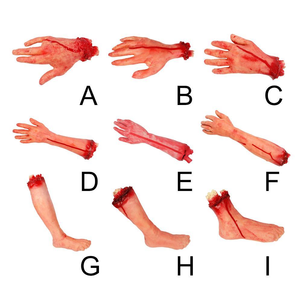 ฮาโลวีนมือเท้าทําลายสยองขวัญตกแต่ง Prop Ghost House หัวใจจําลองมือปลอมเลือดบาร์ W0j2