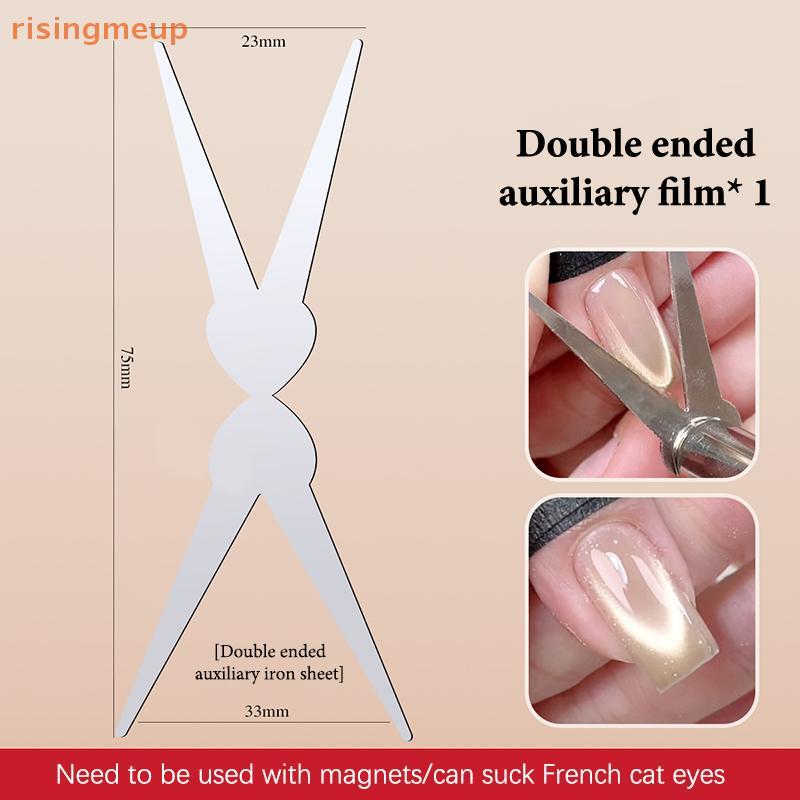 [risingmeup] Dual Ended French Eye Magnet Nail Art Tool สําหรับเจล Diy เพื่อสร้าง V รูปร่าง Crescent Line Nails ใหม่
