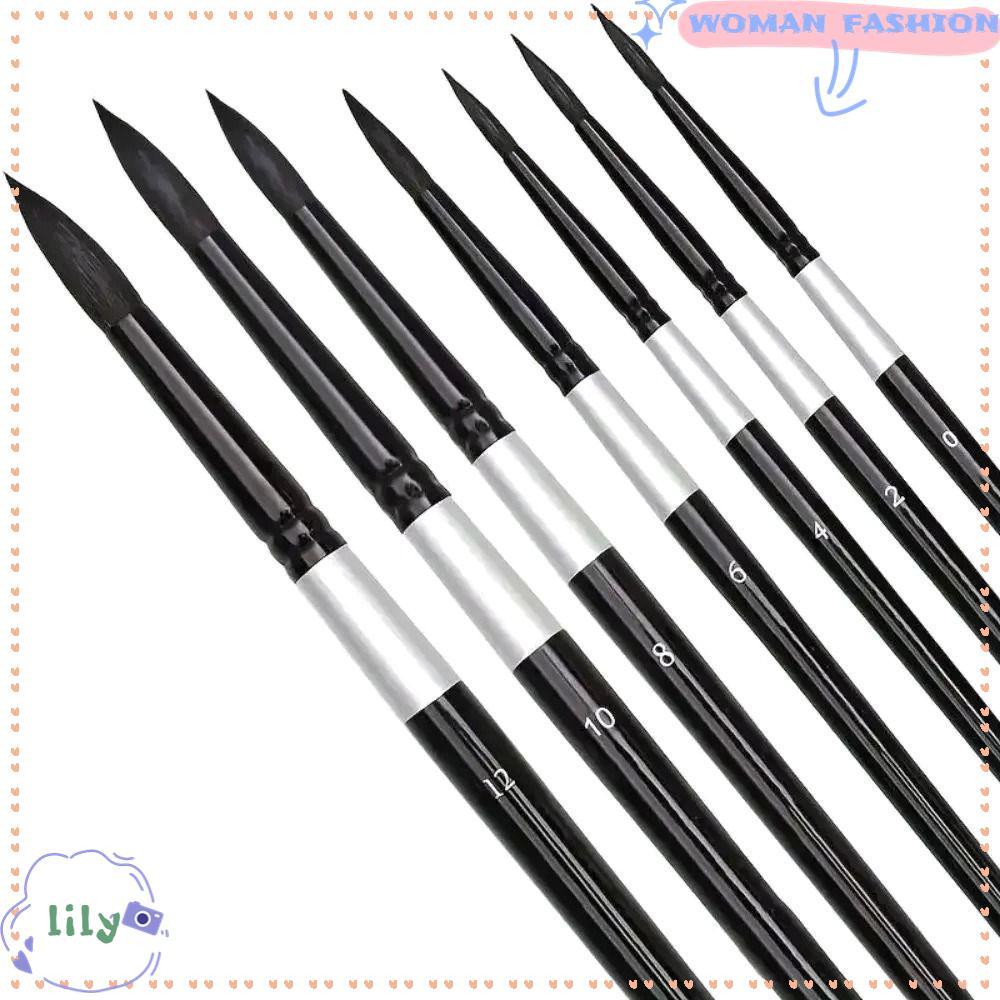 LILY 7 ชิ้น/เซ็ตแปรงสีน้ํา,กระรอกผมขนแปรงเริ่มต้นศิลปินชุด Gouache จิตรกรรมปากกา, Multi-function รอบ/Pointed เคล็ดลับแปรงทาสีชุดสตูดิโอ