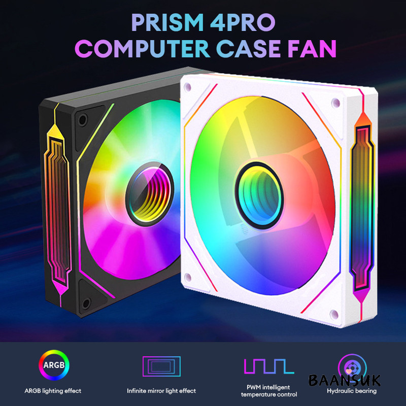 ARGB Prism 4Pro Host พัดลมระบายความร้อนเคสคอมพิวเตอร์แบบเงียบ ความเร็วคงที่-BAK